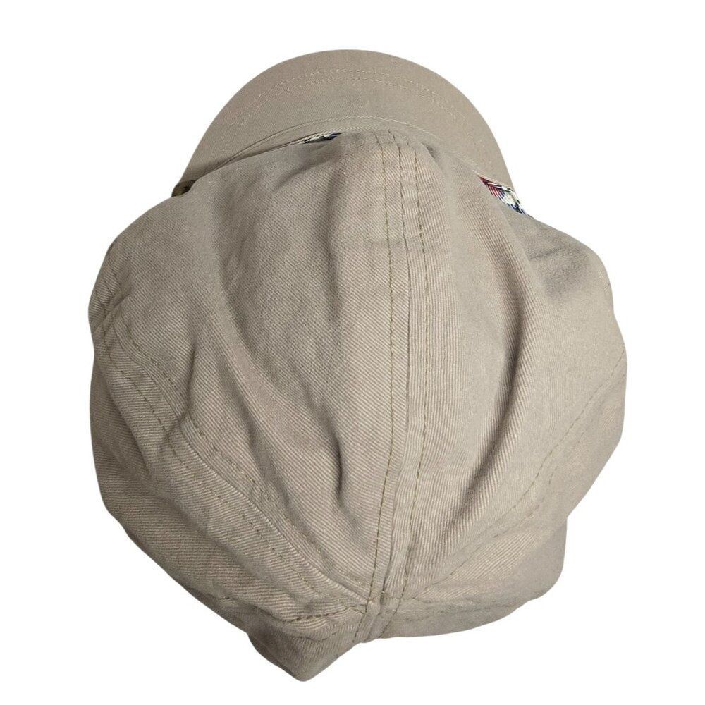 Lei Khaki Cotton Newsboy Hat With Plaid Accent & Brass Buttons boho cottagecore - Picture 5 of 9